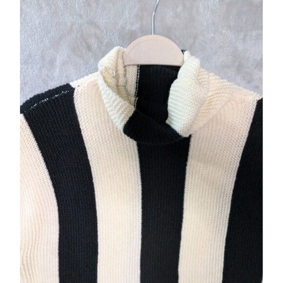 Women's Sweater Size XL Turtleneck Thick Knit Tan Black - Picture 2 of 10